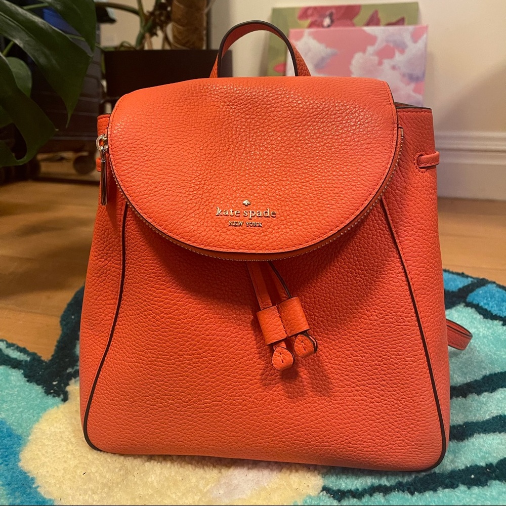 kate spade Leila Medium Flap Backpack Orange